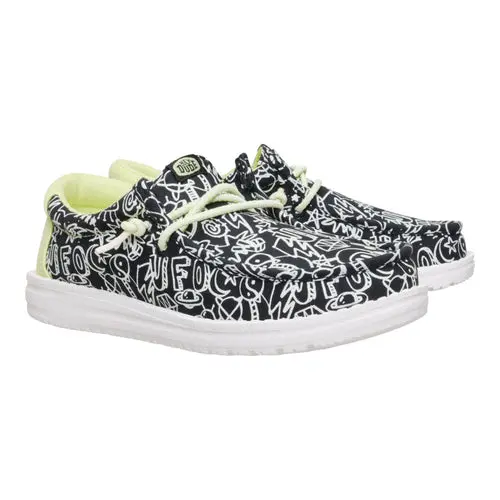 HEYDUDES Wally Youth Space Glow - Black\/White