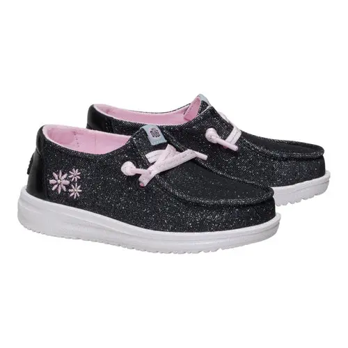 HEYDUDES Wendy Toddler Shimmer Flower - Charcoal