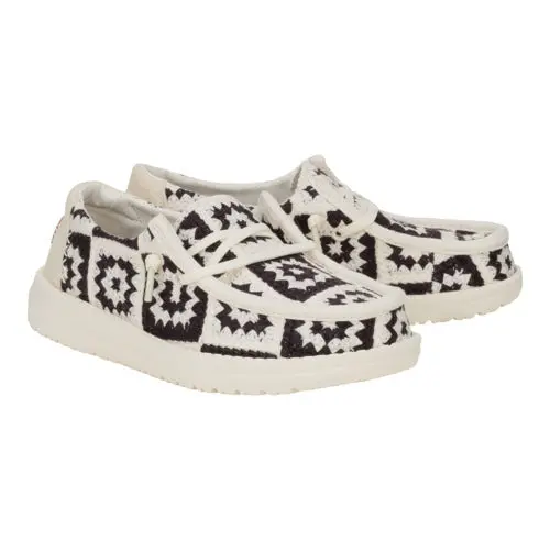 HEYDUDES Wendy Youth Cottage Crochet - Black\/Multi
