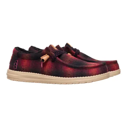 HEYDUDES Wally Cozy Plaid - Red Plaid / Black