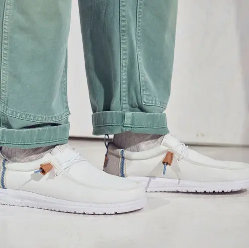 HEYDUDES Wally Craft Linen - White / Stone Grey