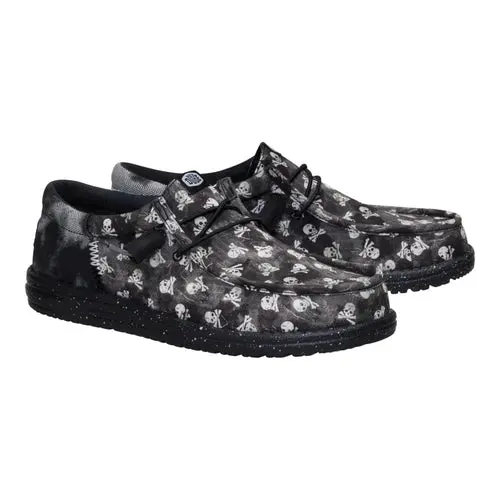 HEYDUDES Wally Funk Skull Print - Black / Black Oyster