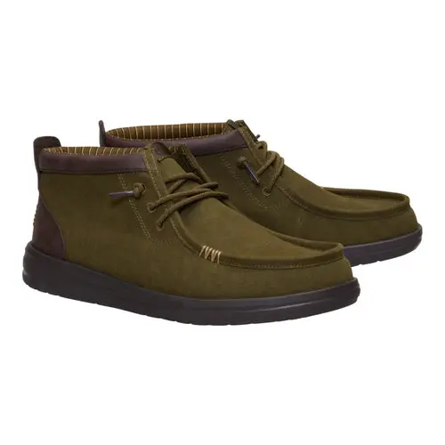 HEYDUDES Wally Mid Gripr Vin Classic - Dark Olive / Mole Brown
