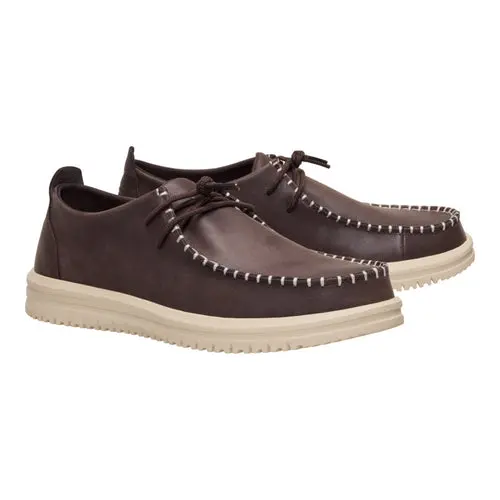 HEYDUDES Wally NXT Moc Leather - Mole Brown / Wood Ash