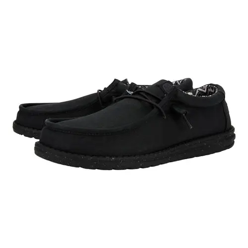HEYDUDES Wally Stretch Canvas Wide - Black / Black