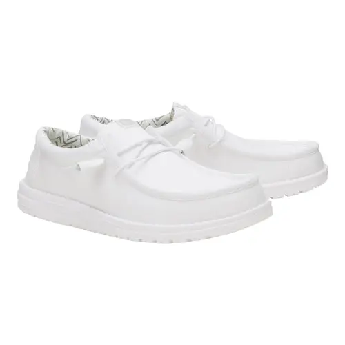 HEYDUDES Wally Stretch Canvas Wide - White / White