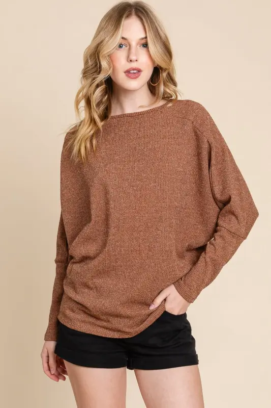Drop Shoulder Long Sleeve Knit Top online
