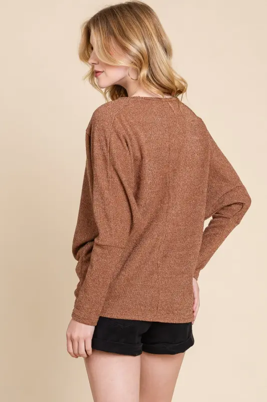Drop Shoulder Long Sleeve Knit Top online