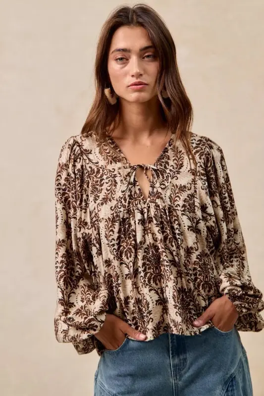 Front Tied Blouse with Baloon Sleeve online