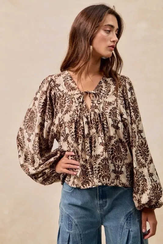 Front Tied Blouse with Baloon Sleeve online