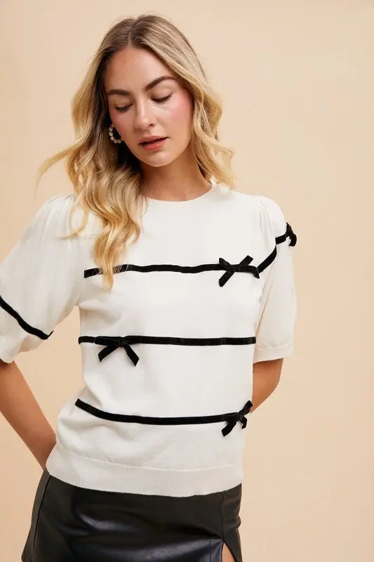 Striped Bow Knit Top online
