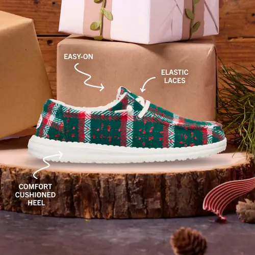 HEYDUDES Wendy Confetti Plaid Cozy - Red/Green/Multi