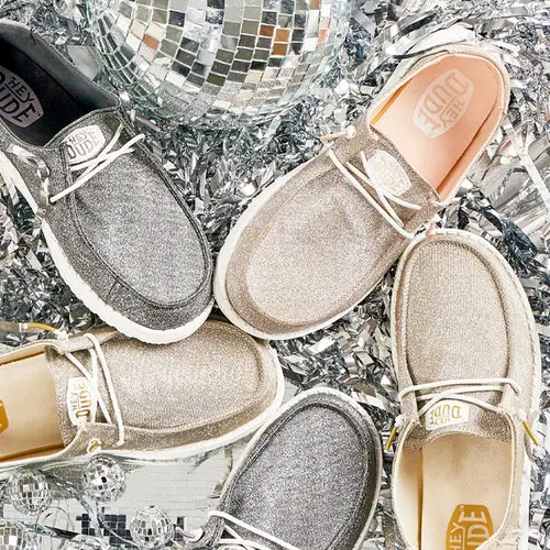 HEYDUDES Wendy Metallic Sparkle - Charcoal