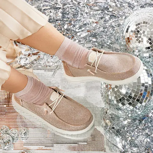HEYDUDES Wendy Metallic Sparkle - Rose Gold