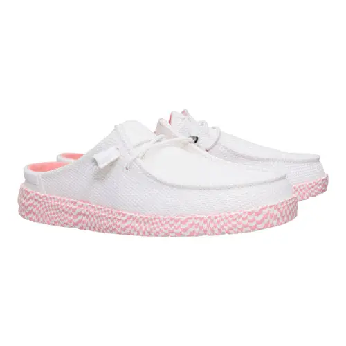 HEYDUDES Wendy Slip Warped Geo - White/Pink Lemonade