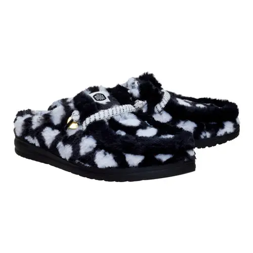 HEYDUDES Wendy Slipper Hearts - Black/White