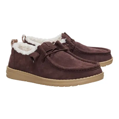 HEYDUDES Wendy Suede Shearling - Dark Brown