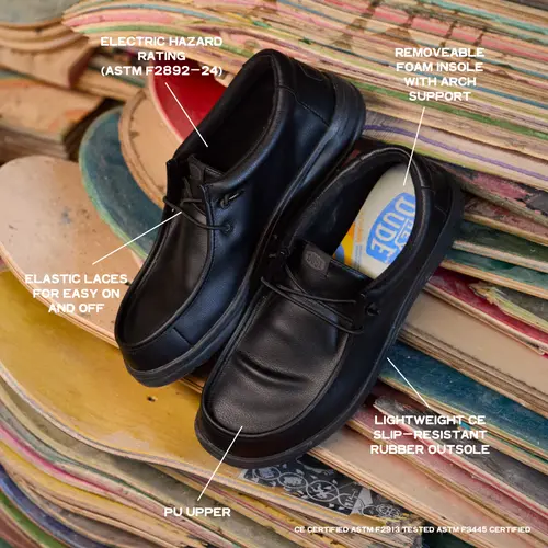 HEYDUDES Wendy Work CE Classic Slip Resistant Wide - Black